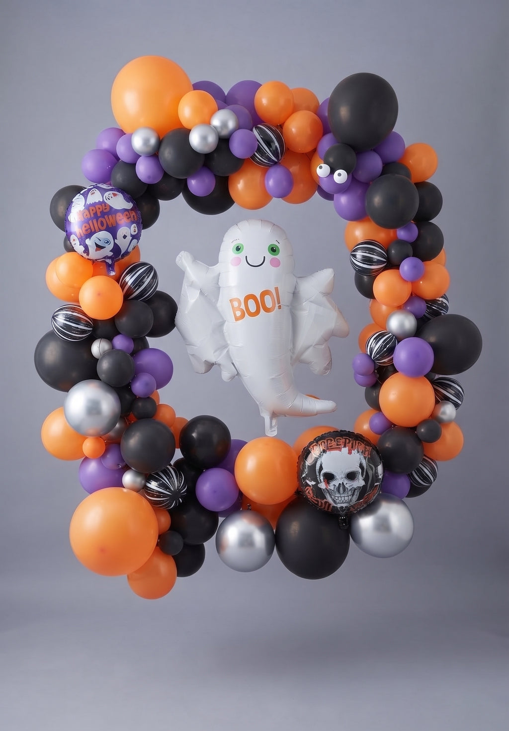 Kit Arcos De Globos Halloween 40 Pzas Globo Gigante Fantasma Y Calavera