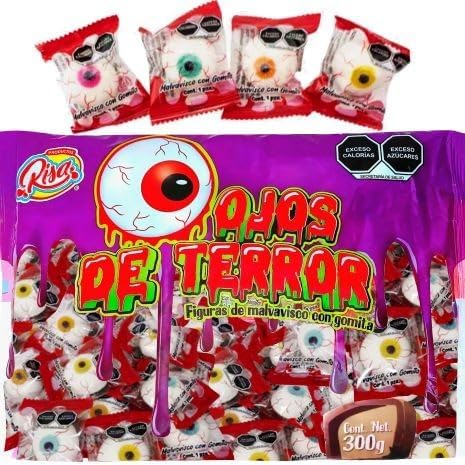 50pz Malvavisco Gomita Suave Ojos Dia De Muertos Halloween Empaque individual Risa