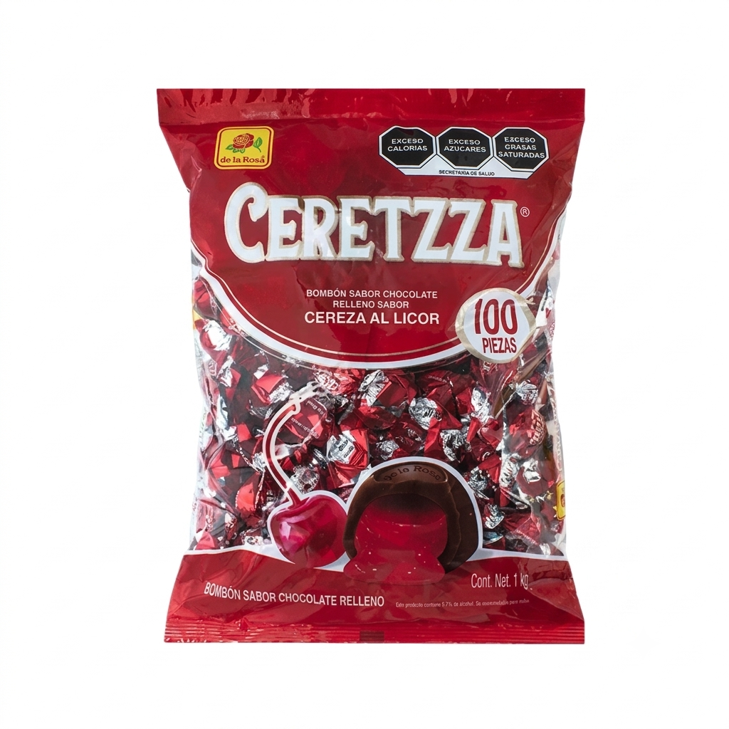 Ceretzza Bombón Sabor Chocolate con Cereza al Licor 100 Piezas | Dulce de Mayoreo