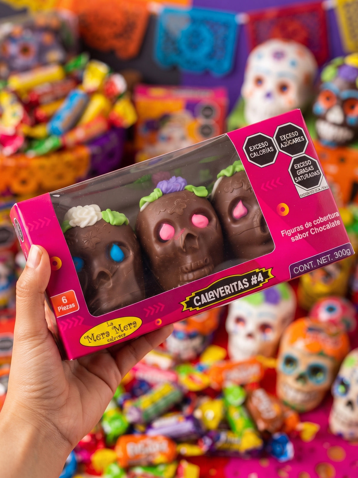 Caja De Calaveras De Chocolate 6 Pzas Día De Muertos Y Halloween