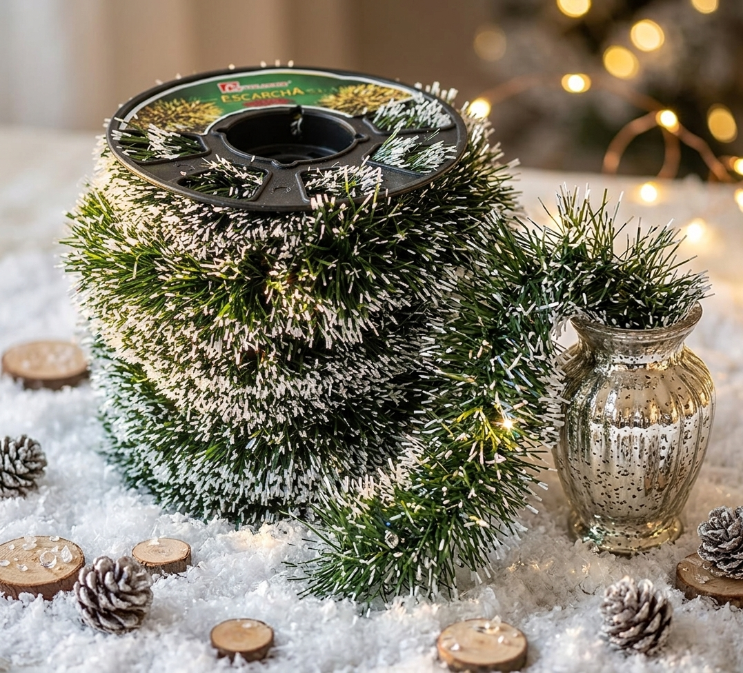 Caja de Escarcha Navideña 12 Piezas | Guirnaldas para Árbol de Navidad Caja por Mayoreo