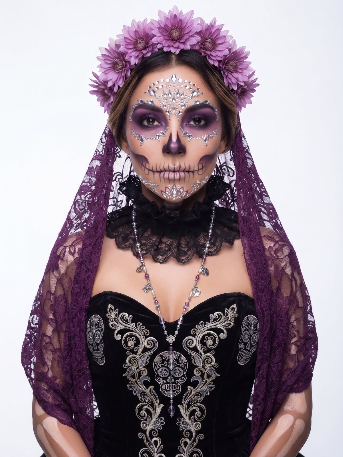 Piedras y Face Gems de Catrina (12 pzas) | Maquillaje Halloween y Día de Muertos