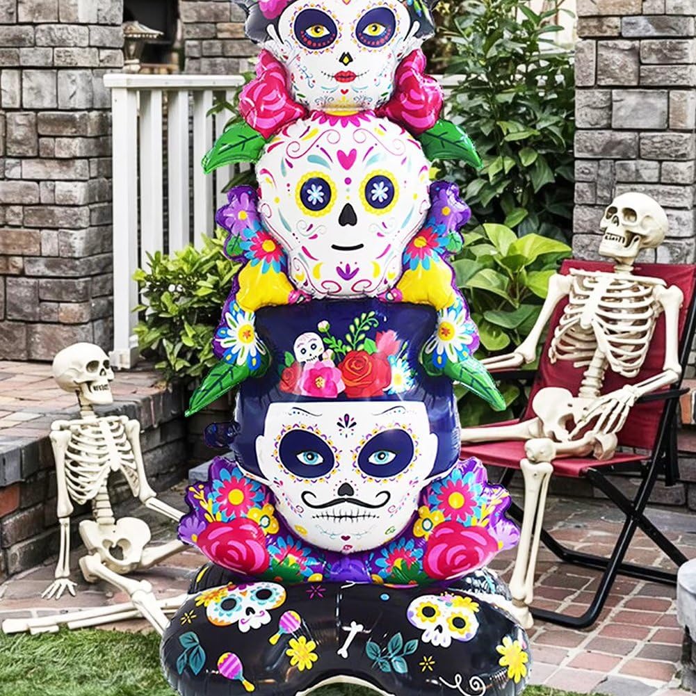 Globo Gigante Catrina Frida Día De Muertos Halloween 154 Cm Metalizado