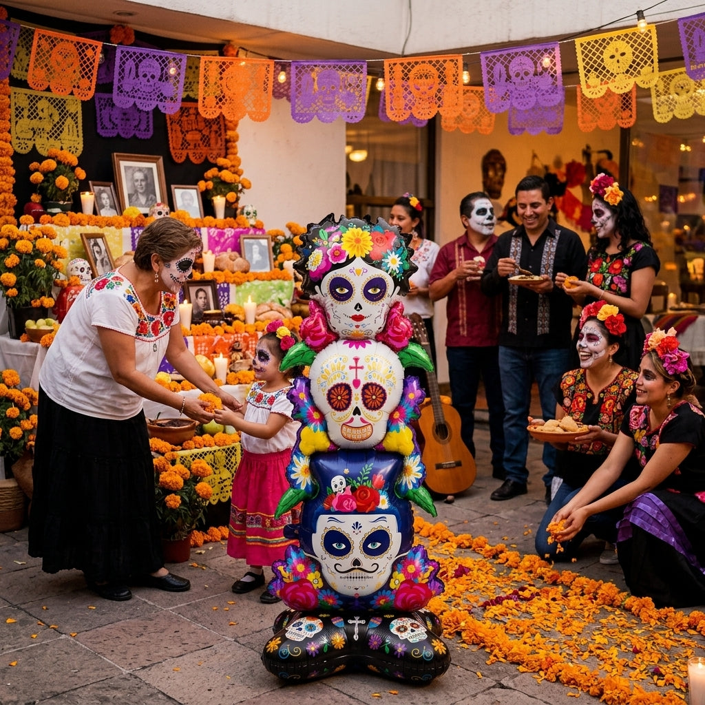 Globo Gigante Catrina Frida Día De Muertos Halloween 154 Cm Metalizado