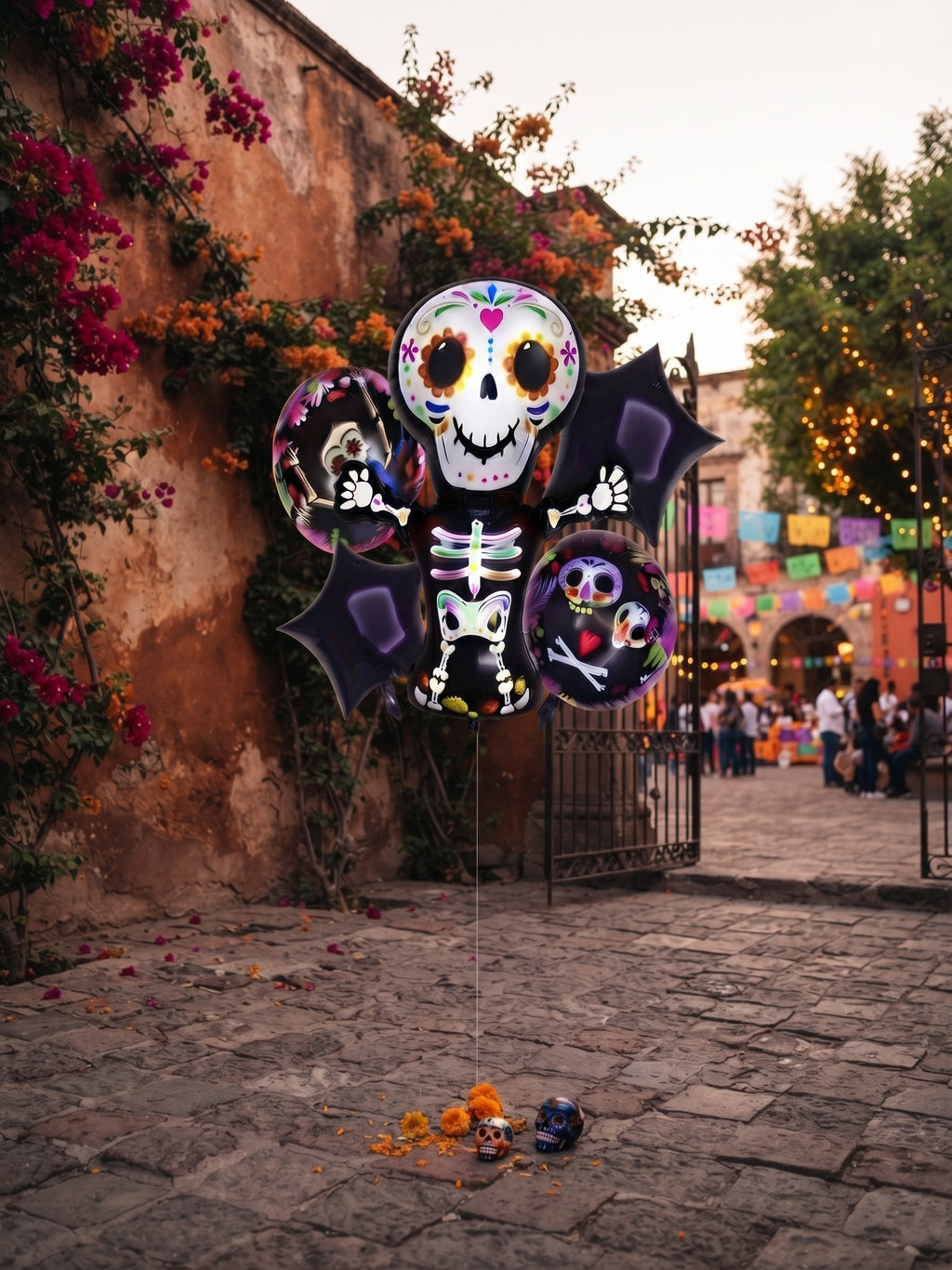 Globo Metálico Calaca Calavera Halloween Día De Muertos Adorno Fiesta