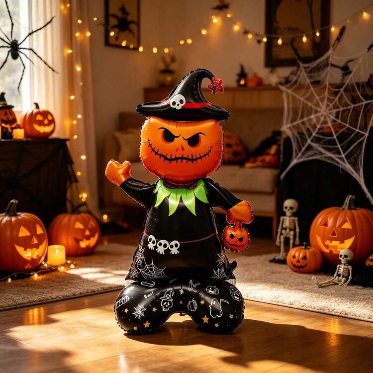 Globo Gigante Calabaza Halloween Adorno Fiesta 88x149 Cm Metalizado