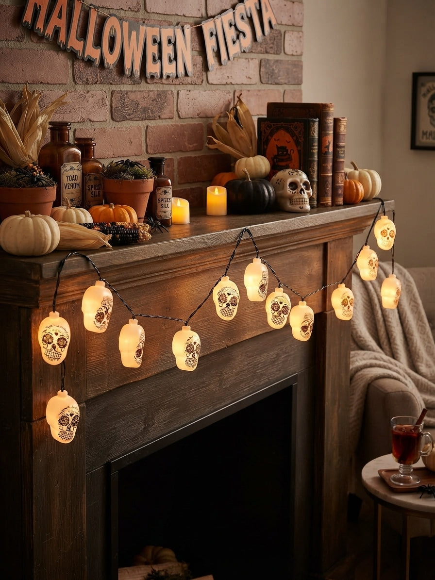 Halloween Guirnalda De Luces Led Calavera Fiesta Decoracion 20l