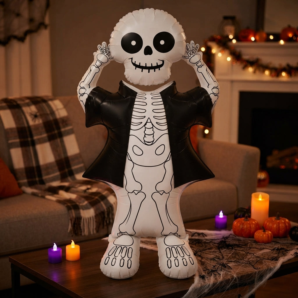 Globo Halloween Fiesta Adorno Esqueleto 72 X 149 Cm Negro