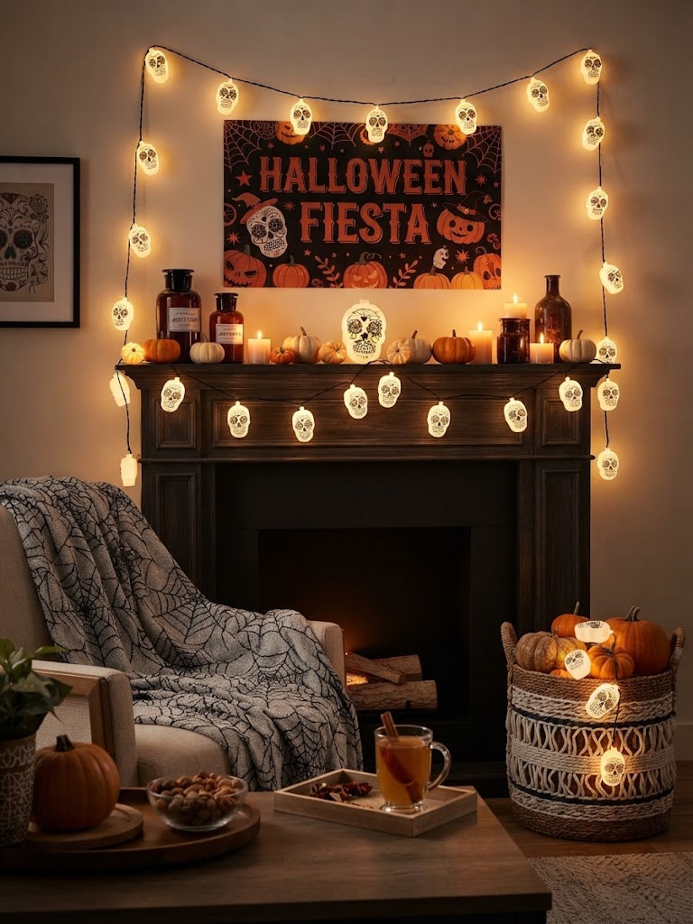 Halloween Guirnalda De Luces Led Calavera Fiesta Decoracion 20l
