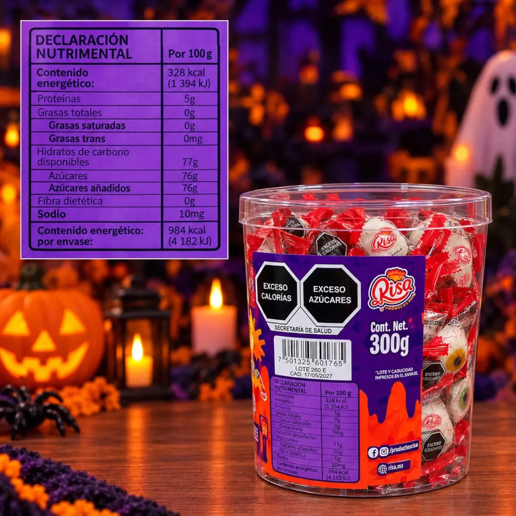 Malvaviscos Gomita Suave "Ojos de Risa" 300g bote | Dulces de Halloween