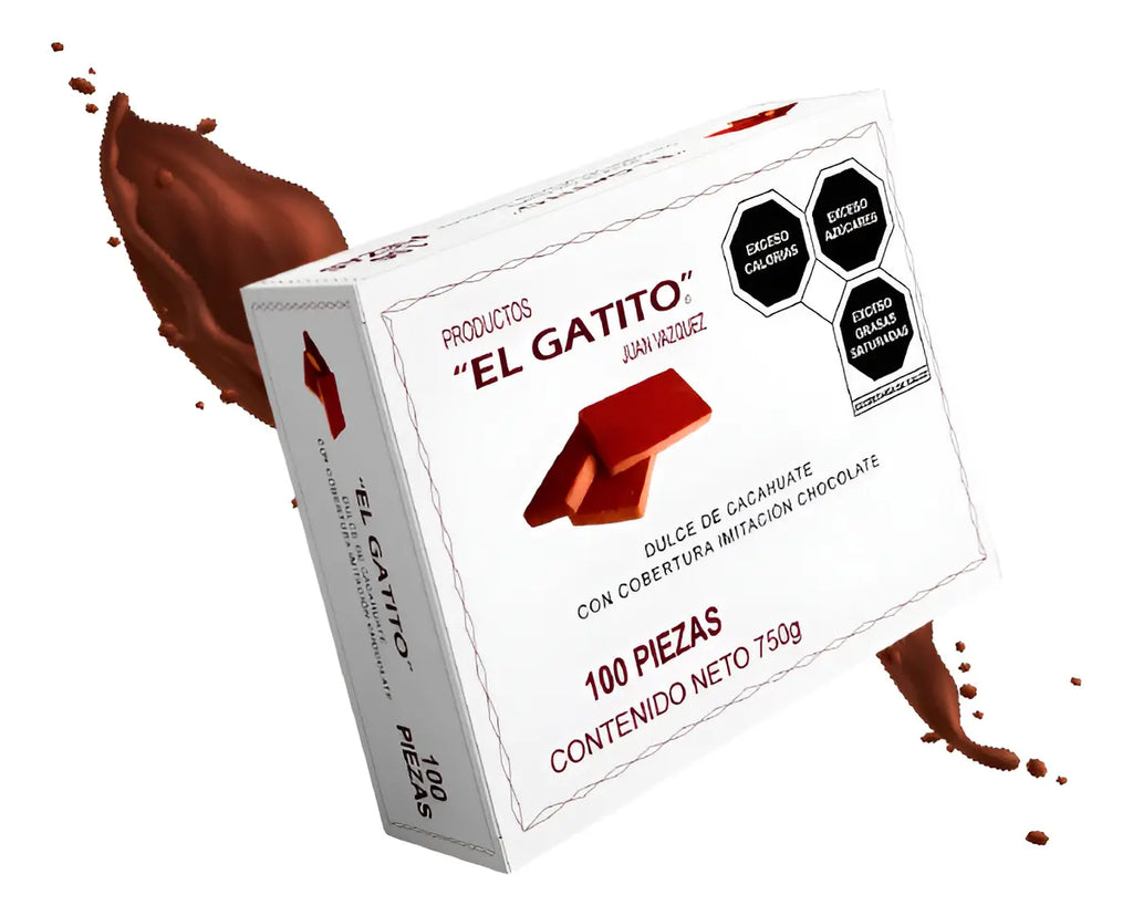Chocolate el Gatito sabor a Cacahuate 100 pz 750 grs Dulce Tradicional