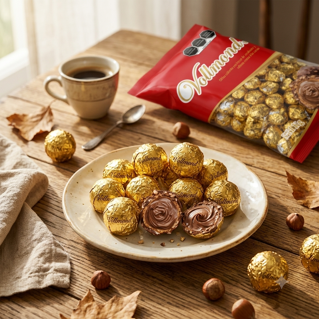 Chocolate con Cacao y Cacahuate Crujiente Vollmond estilo Ferrero Rocher Económico