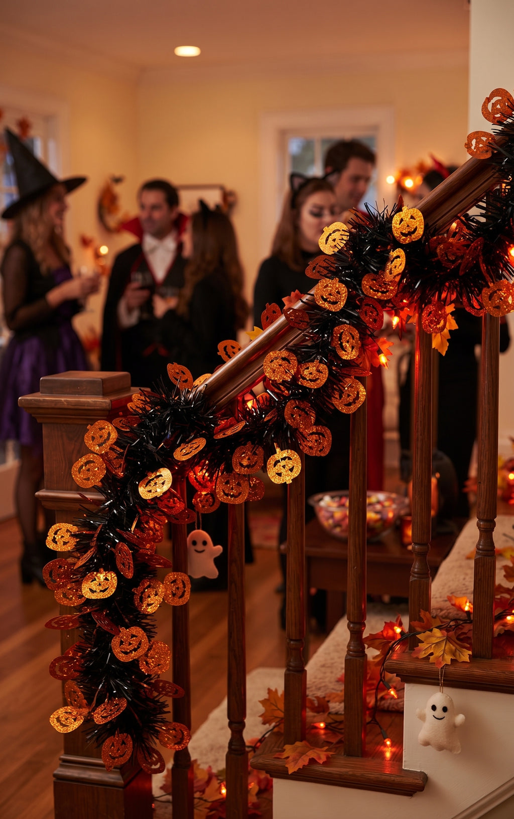Escarcha Decorativa Halloween Con Calabazas Naviplastic Guirnalda 20 mts