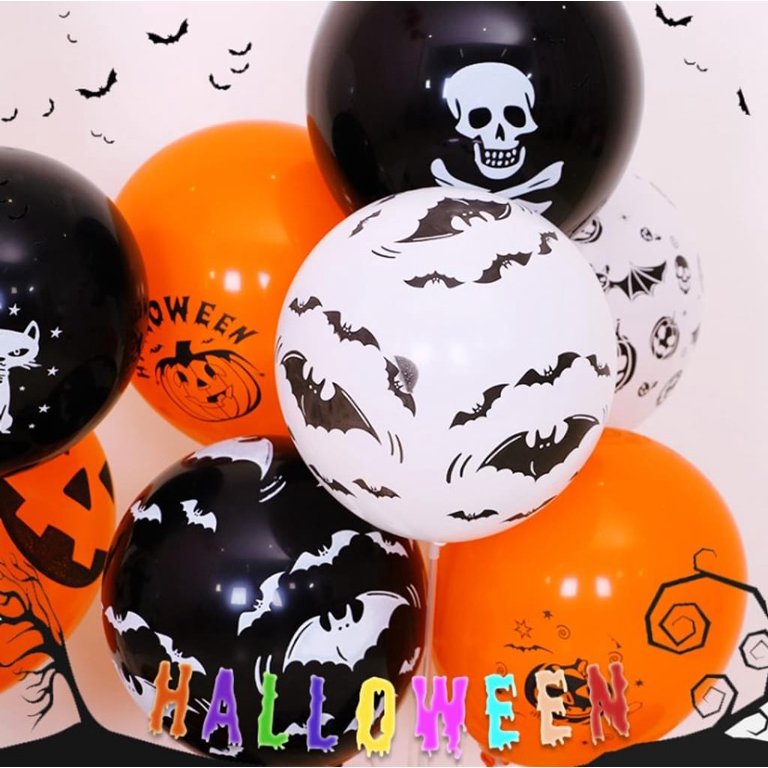 100 Globos Halloween #13 Calabaza Telaraña Fiesta Naranja
