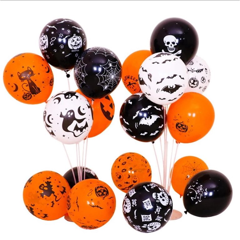 100 Globos Halloween #13 Calabaza Telaraña Fiesta Naranja